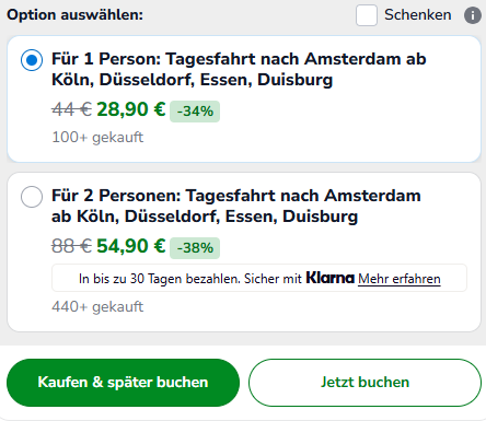 Amsterdam Tagestrip Angebot