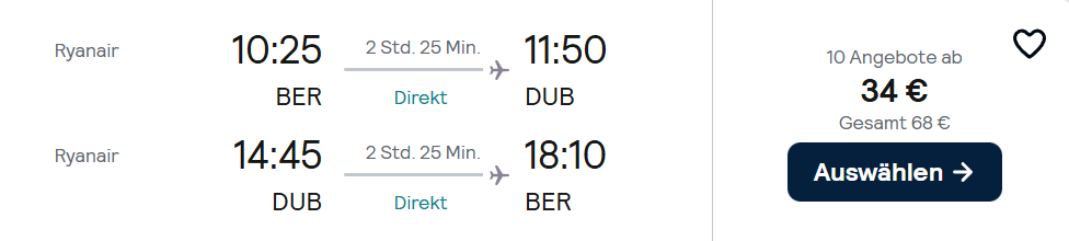 Dublin Flug Angebot
