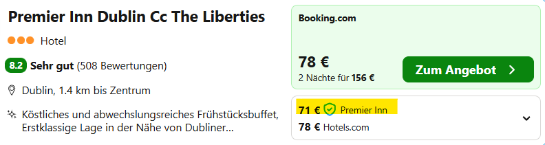 Dublin Hotel Angebot