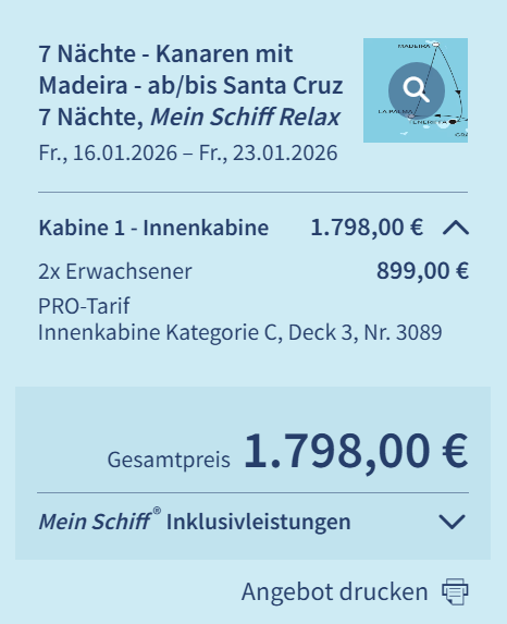 Kanaren Kreuzfahrt Angebot