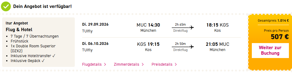 Kos Pauschalangebot