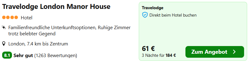 London Hotel Angebot