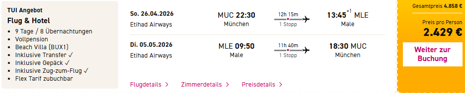 Malediven Pauschalreise Angebot