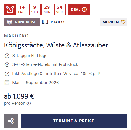 Marokko Pauschalangebot Rundreise