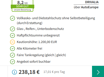 Mietwagen Schnäppchen Angebot