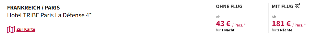 Paris Hotel Angebot