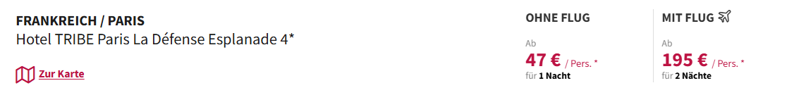 Paris Hotel Angebot