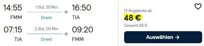 Albanien Flugangebot