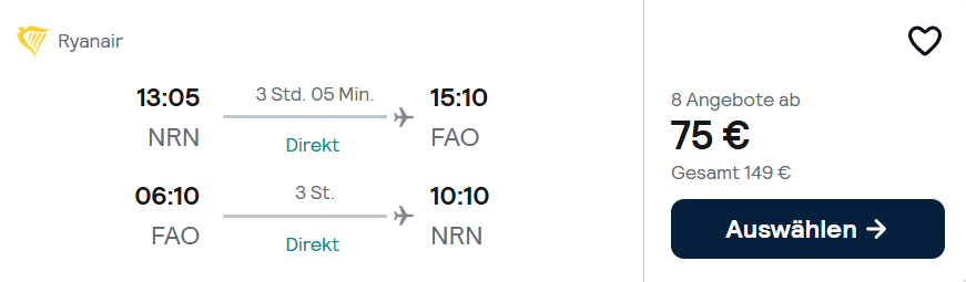 Algarve Flug Angebot