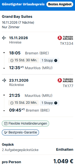 Mauritius Pauschalangebot