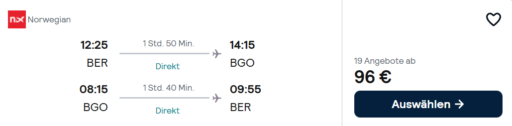 Norwegen Flug Angebot