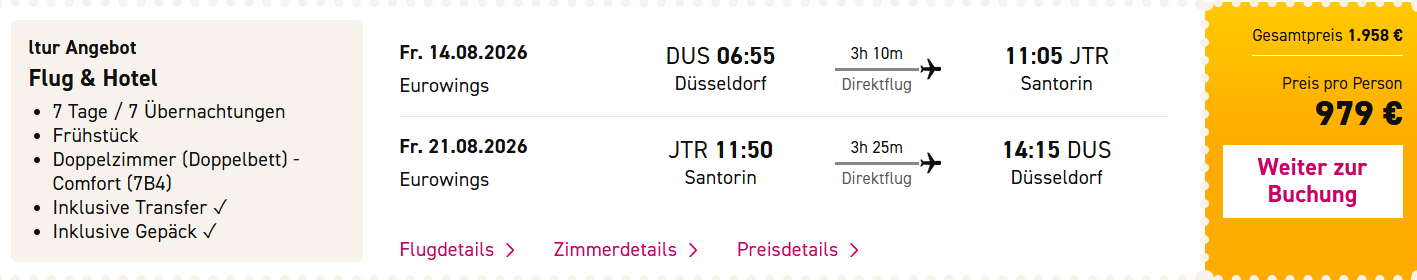 Santorini Reise Angebot