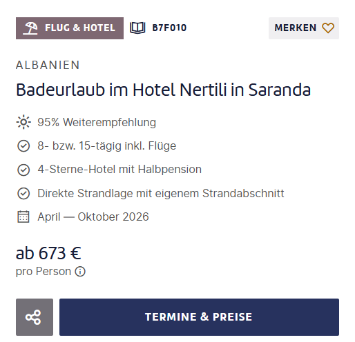 Albanien Reise Angebot