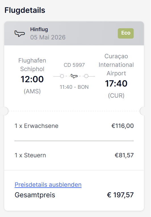 Curacao Flug Angebot