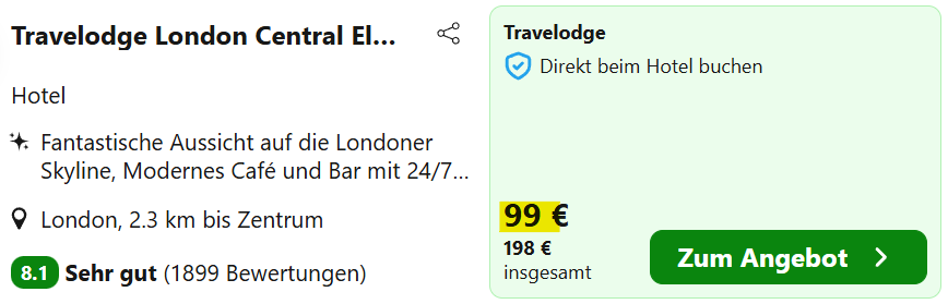 England Hotel Angebot