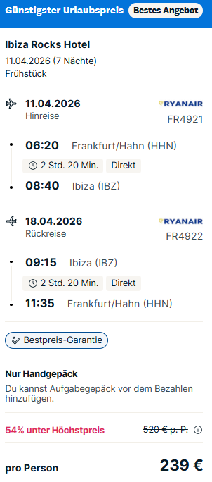 Ibiza Pauschalangebot