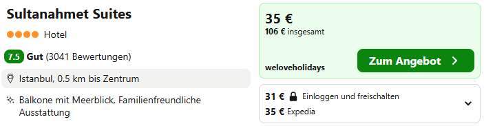 Istanbul Kombi Angebot