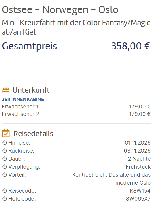 Mini Kreuzfahrt Angebot