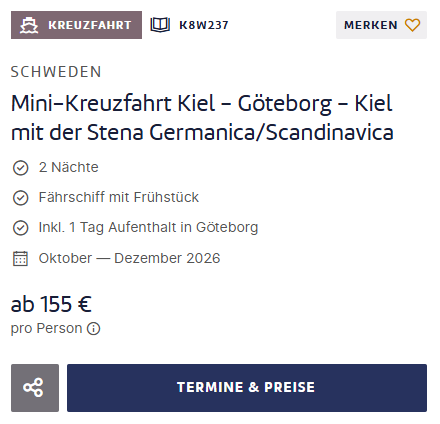 Mini-Kreuzfahrt Angebot