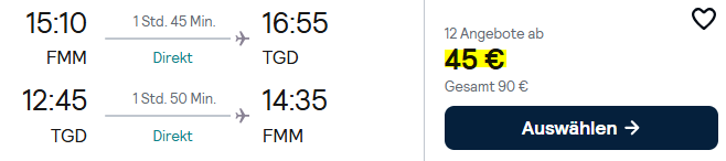 Montenegro Flugangebote