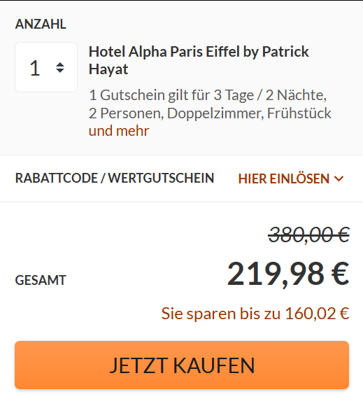 Paris Hotel Angebot