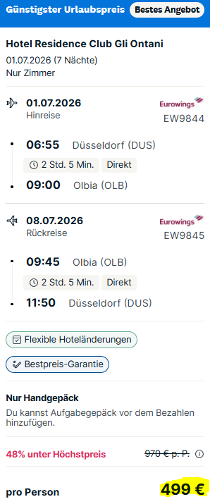 Sardinien Pauschalangebot