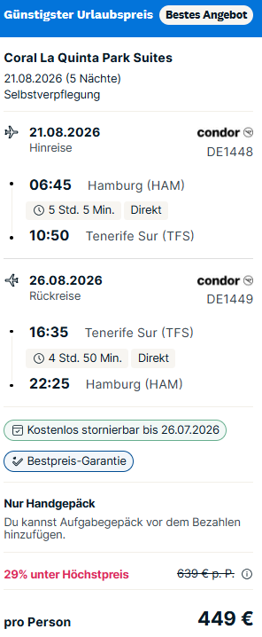 Teneriffa Pauschalangebot