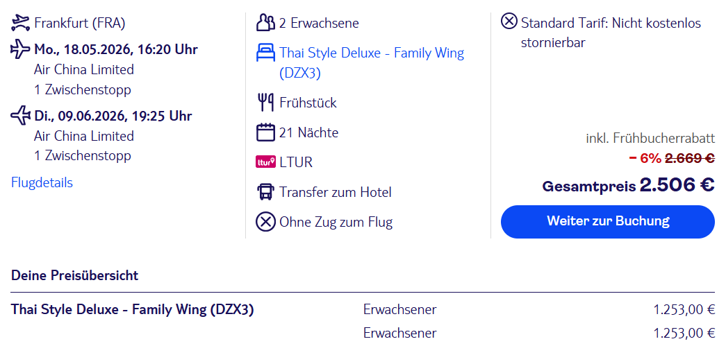 Thailand Reise Angebot