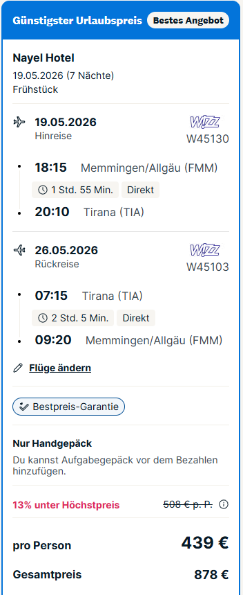 Albanien Reise Angebot