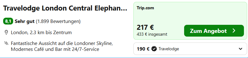 London Hotel Angebot