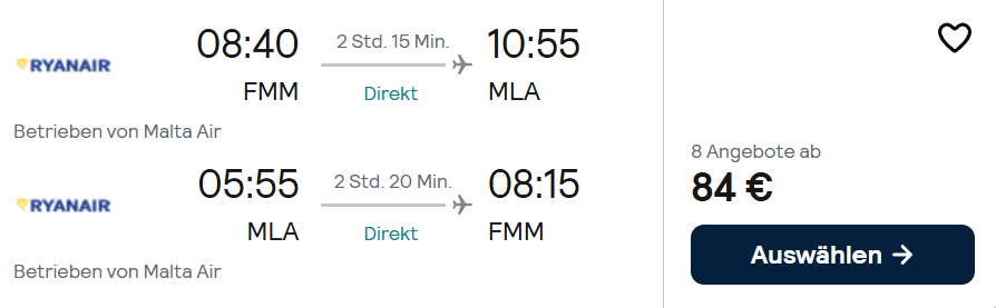 Malta Flug Angebot