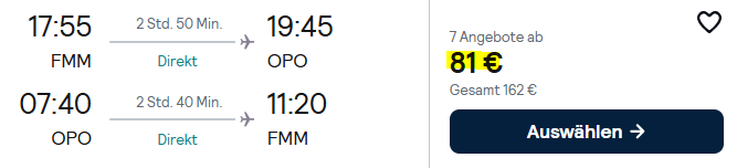 Portugal Kombi Angebot