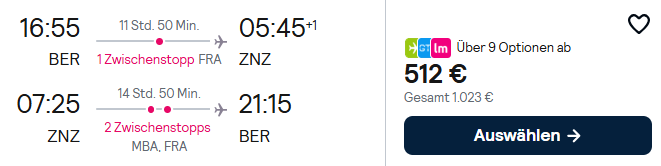 Sansibar Kombi Angebot