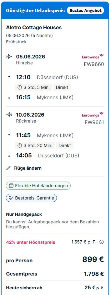 Mykonos Reise Angebot