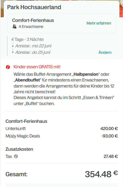 Center Parcs Angebot