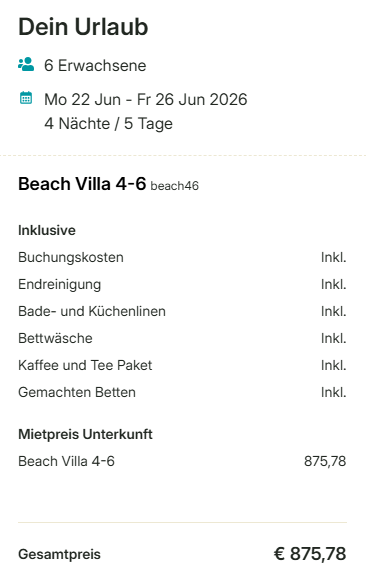 Ferienhaus Angebot