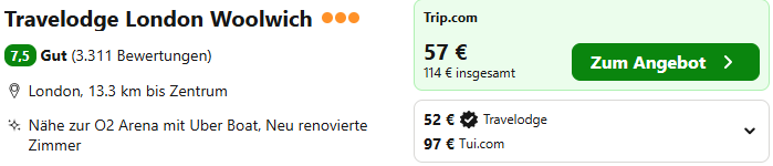 London Kombi Angebot