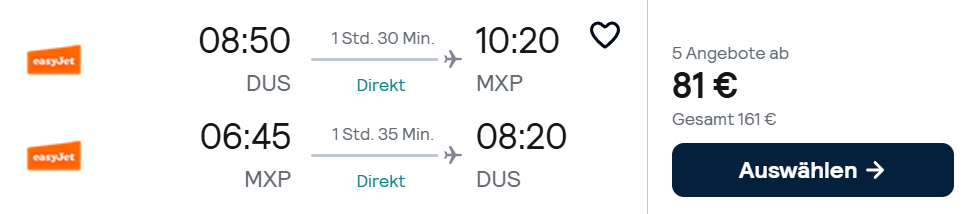 Mailand Flug Angebot