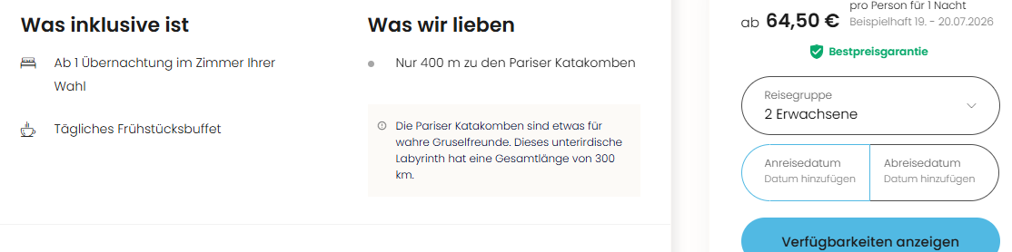 Paris Hotelangebot