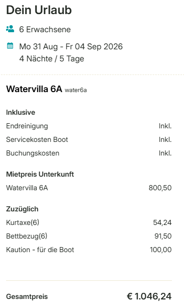 Niederlande Watervilla Angebot