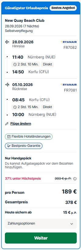 Korfu Reise Angebot