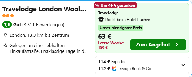 London Hotel ANgebot